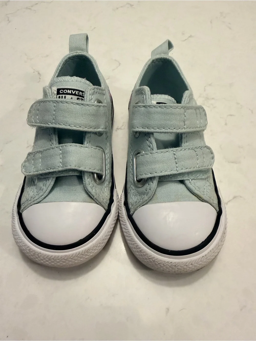 Girls Converse Light Mint Floral Canvas Velcro Sneakers